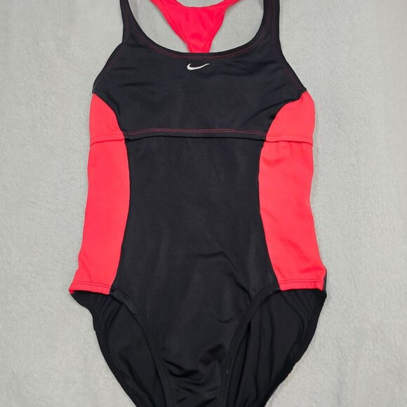 Nike One-Piece Swimsuit 6 – Black & Red Racerback Athletic Swimwear EUC - Picture 8 of 9